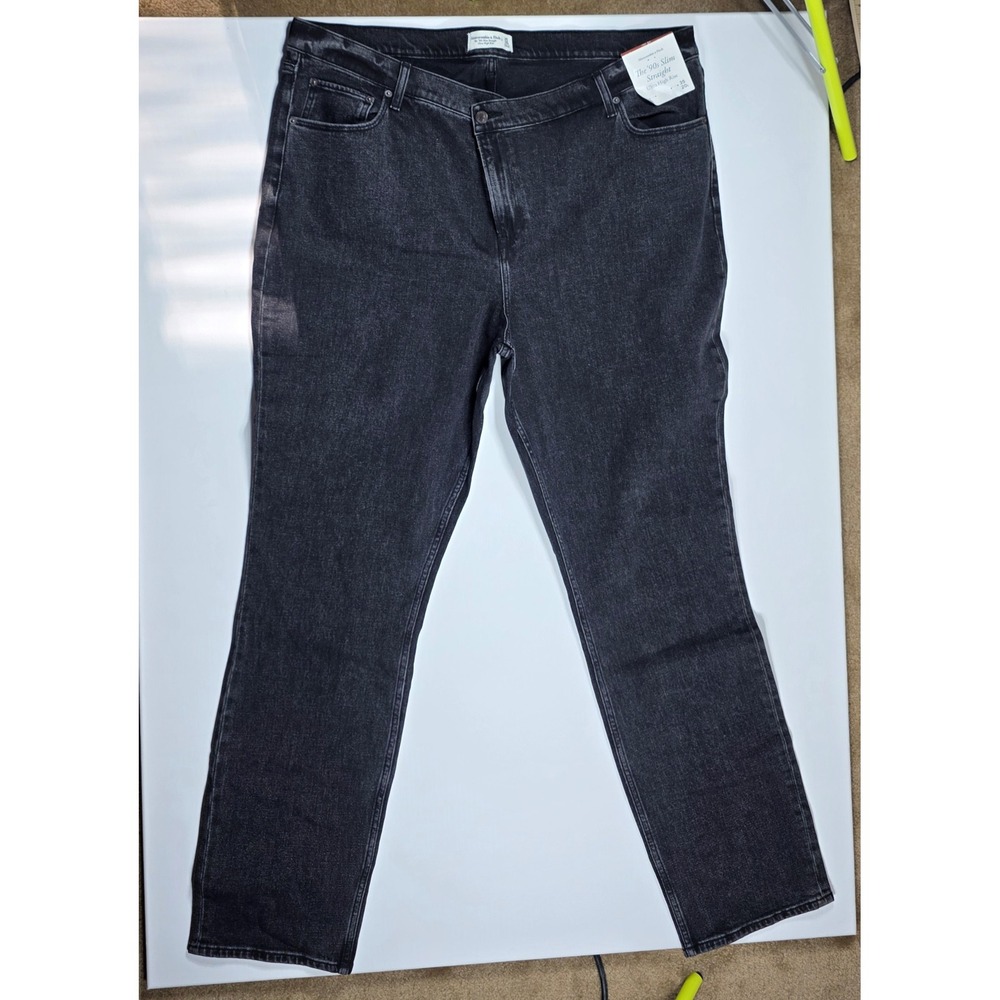 Abercrombie & Fitch The 90s Slim Straight Ultra High Rise Jeans Black 35 20L NWT
